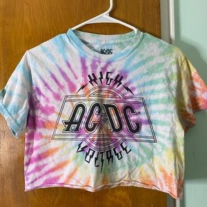 Cropped Tie Dye ACDC Top